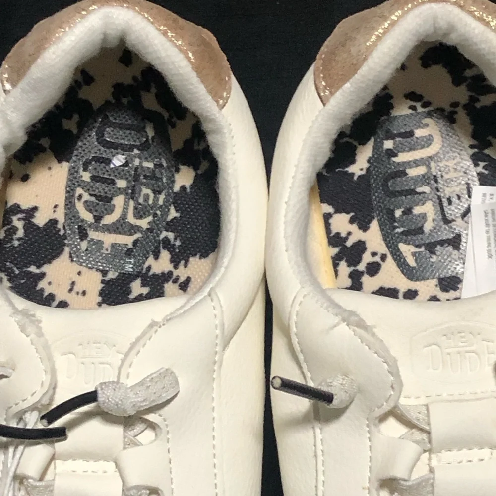 Hey Dude Women's Hudson Lift Metallic Sneakers, Size 9, White, 41985-100